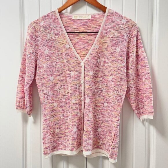 Vintage Camela Geometric Sunset Cardigan Pink - Picture 3 of 11
